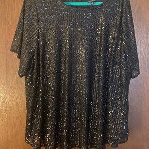 Torrid Black Sequin Oversized Blouse